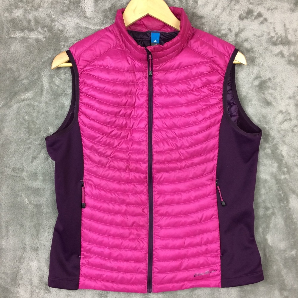 Eddie Bauer Puffer Vest Womens Medium M Pink Purple First Ascent Goose Down
